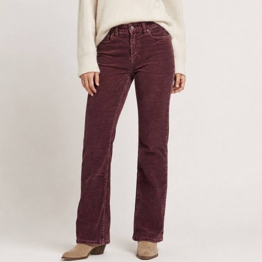 Patagonia Women 26 Regular Corduroy Pants Burgundy Slim Straight Granola Girl